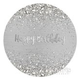 Silber Diamant Glücklich Geburtstag Runden Hintergrund Für Party